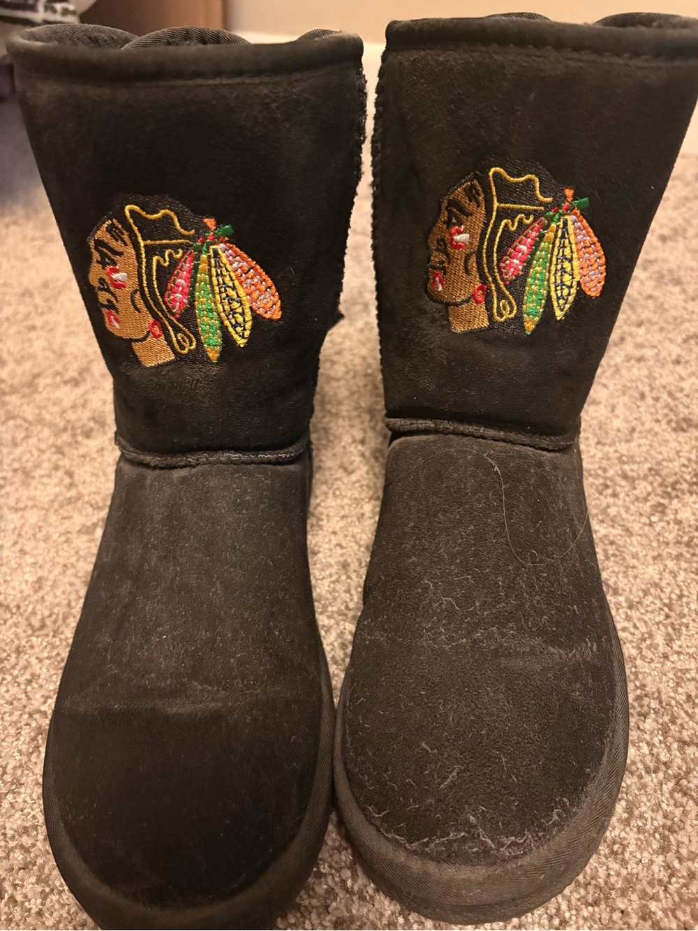 Black Embroidered Logo Winter Boots